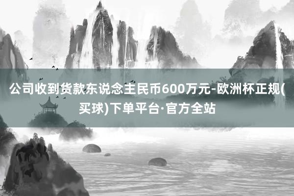 公司收到货款东说念主民币600万元-欧洲杯正规(买球)下单平台·官方全站