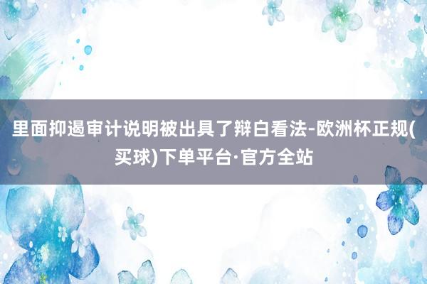 里面抑遏审计说明被出具了辩白看法-欧洲杯正规(买球)下单平台·官方全站