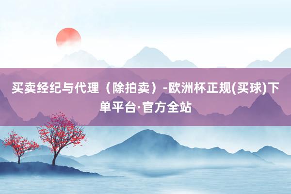 买卖经纪与代理（除拍卖）-欧洲杯正规(买球)下单平台·官方全站