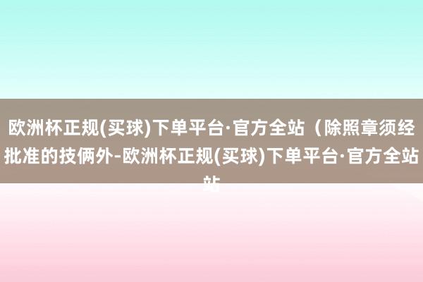 欧洲杯正规(买球)下单平台·官方全站（除照章须经批准的技俩外-欧洲杯正规(买球)下单平台·官方全站