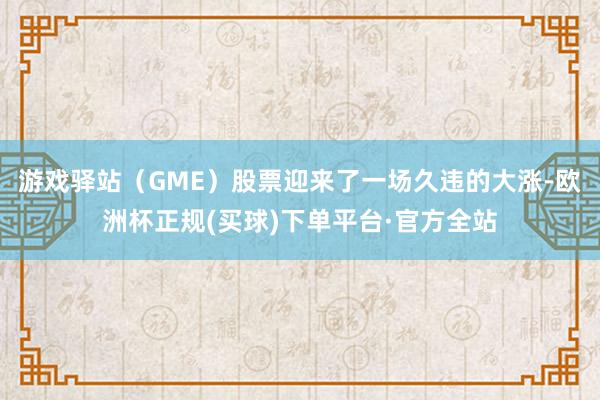 游戏驿站（GME）股票迎来了一场久违的大涨-欧洲杯正规(买球)下单平台·官方全站