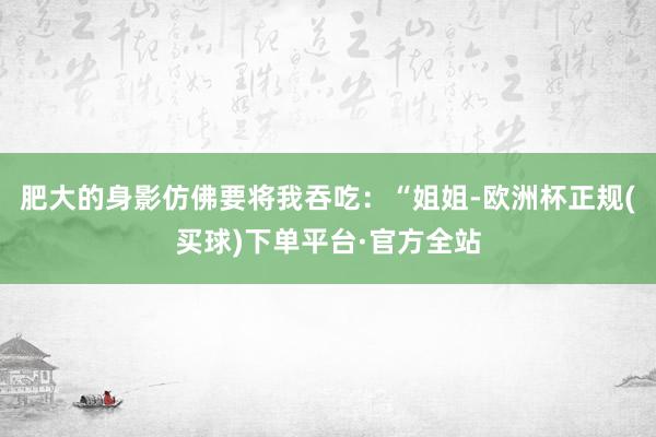 肥大的身影仿佛要将我吞吃：“姐姐-欧洲杯正规(买球)下单平台·官方全站