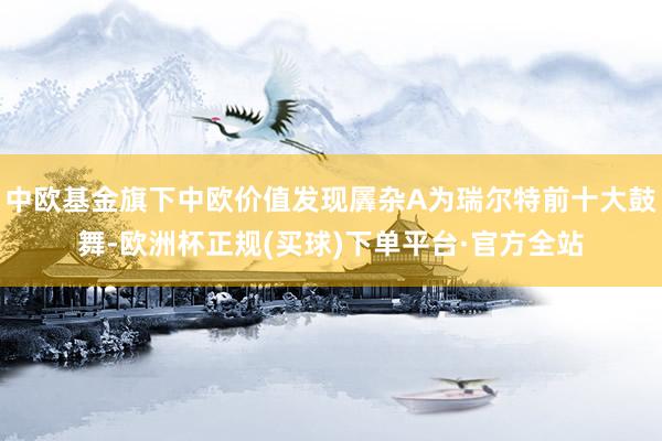 中欧基金旗下中欧价值发现羼杂A为瑞尔特前十大鼓舞-欧洲杯正规(买球)下单平台·官方全站