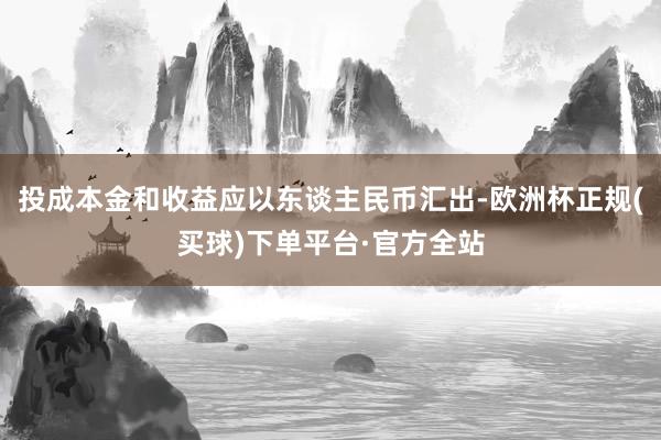 投成本金和收益应以东谈主民币汇出-欧洲杯正规(买球)下单平台·官方全站