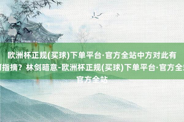 欧洲杯正规(买球)下单平台·官方全站中方对此有何指摘？林剑暗意-欧洲杯正规(买球)下单平台·官方全站