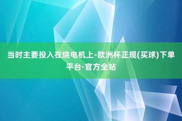 当时主要投入在烧电机上-欧洲杯正规(买球)下单平台·官方全站