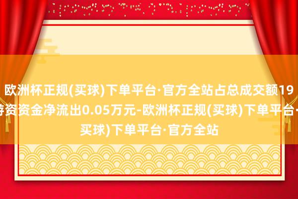 欧洲杯正规(买球)下单平台·官方全站占总成交额19.37%；游资资金净流出0.05万元-欧洲杯正规(买球)下单平台·官方全站