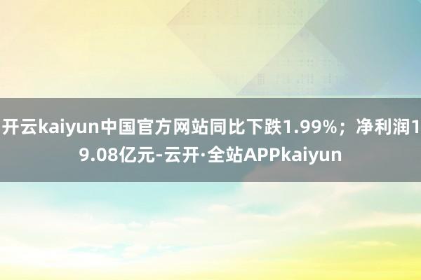 开云kaiyun中国官方网站同比下跌1.99%；净利润19.08亿元-云开·全站APPkaiyun